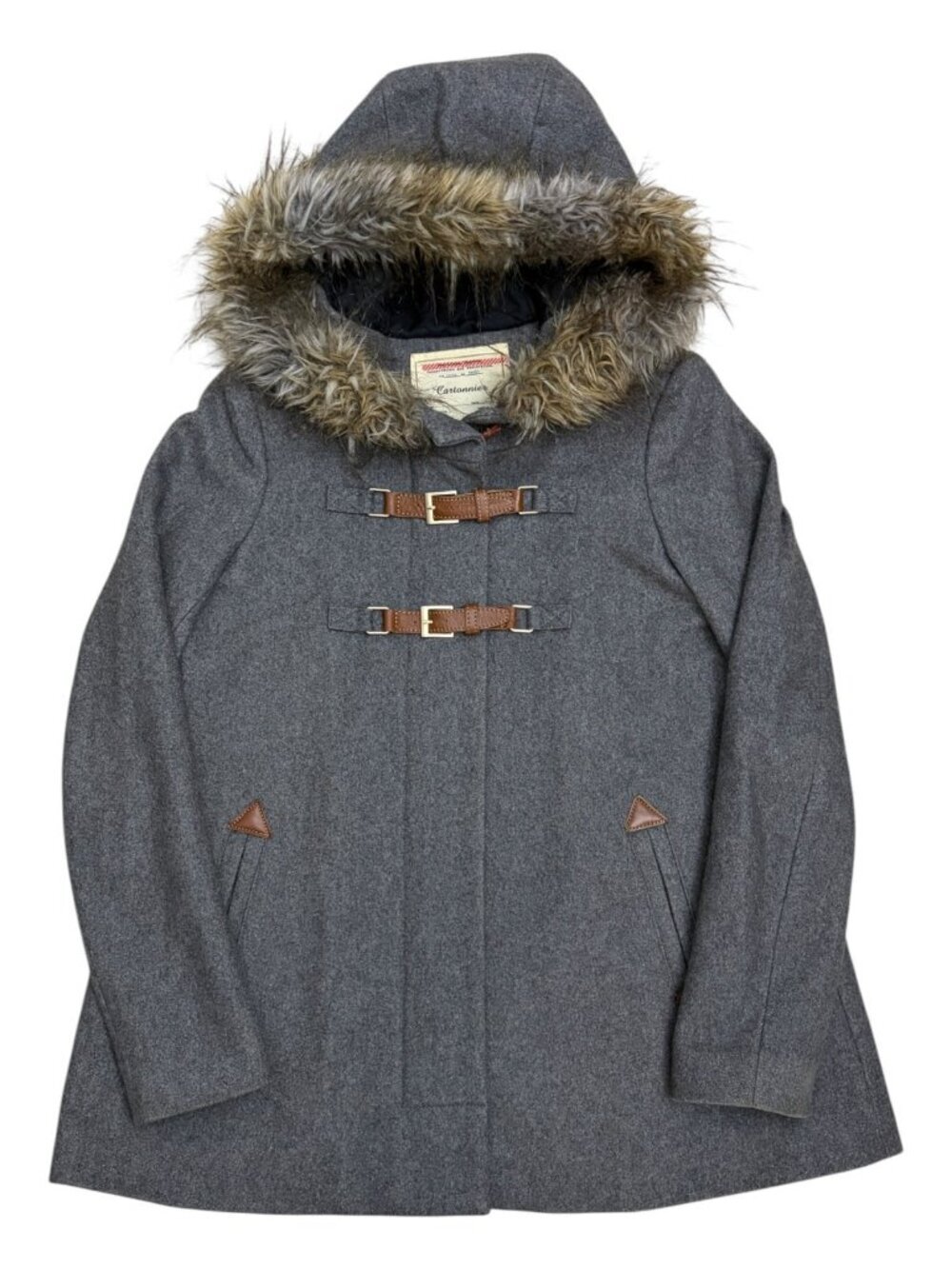 ANTHROPOLOGIE CARTONNIER Wool Faux Fur Winter Casual Jacket Coat Womens 2